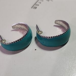 Elegant Silver and Blue Hoop Earrings